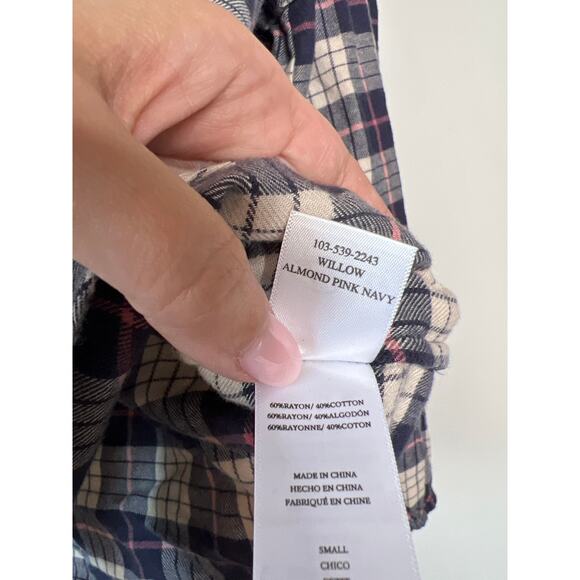 NEW Rails Willow Plaid Ruffle-Trim Collared Button-Up Shirt Multi Color Size: S - Picture 6 of 8